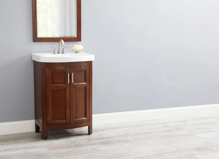 Style Selections Morecott 23.75-in Chocolate Single Sink Bathroom Vanity with White Vitreous China Top, photo 6 of 8
