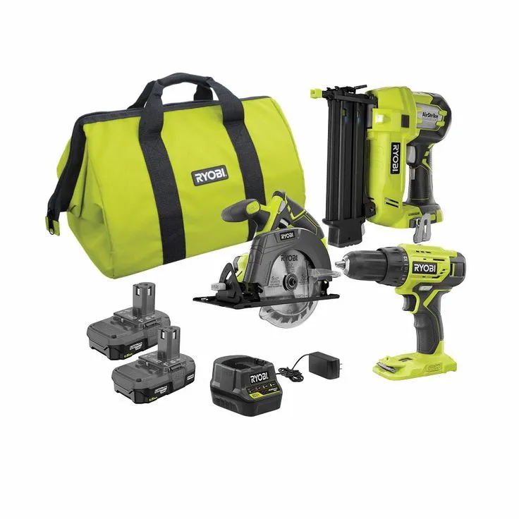RYOBI 18-Volt ONE+ Lithium-Ion Cordless 2-Tool Combo Kit with Drill/Driver, Circular Saw, AirStrike 18-Gauge Brad Nailer, photo 5 of 5