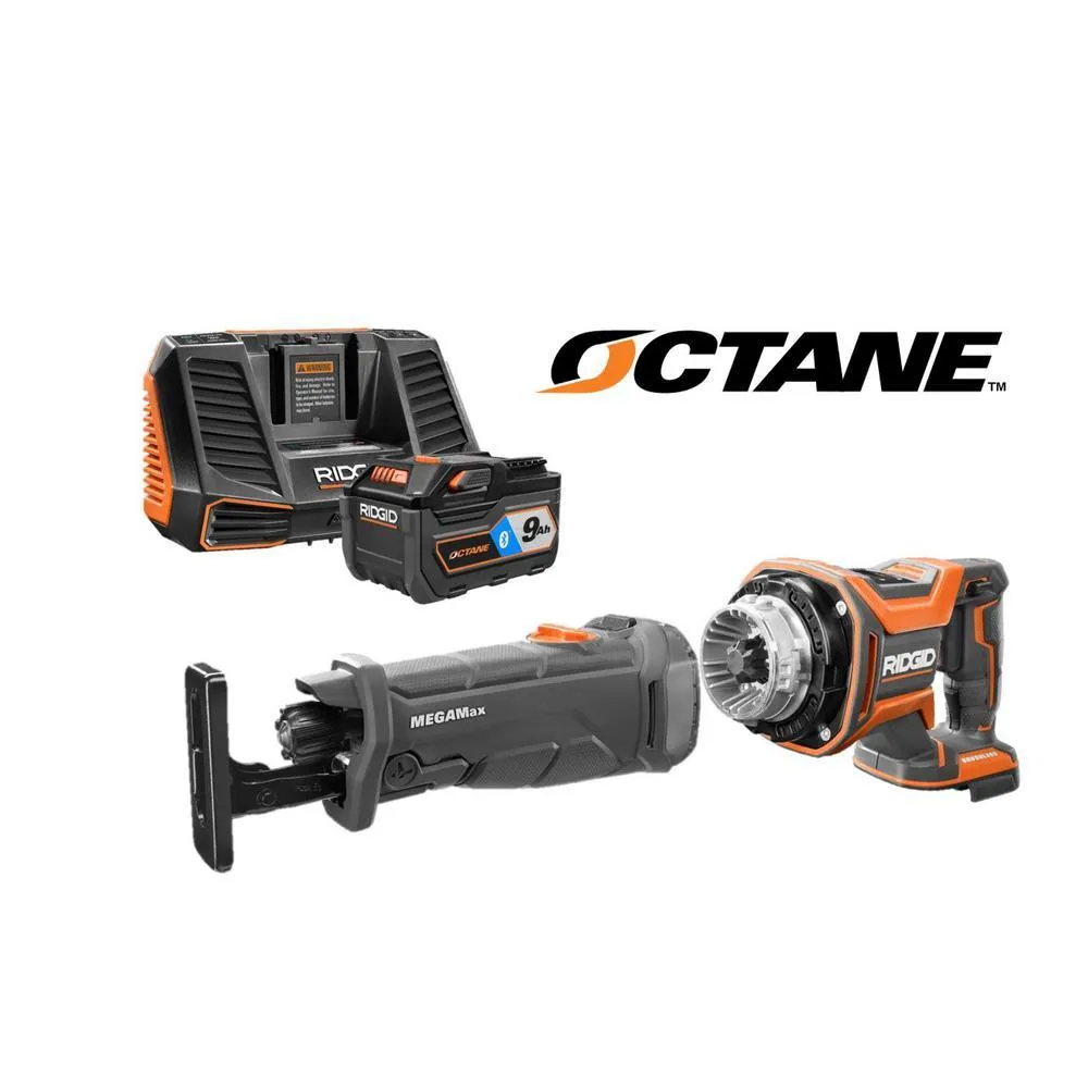 RIDGID 18-Volt OCTANE Brushless MEGAMax Power Base with MEGAMax Recip Saw, 18-Volt OCTANE 9.0 Ah Lithium Battery, and Charger, photo 3 of 11