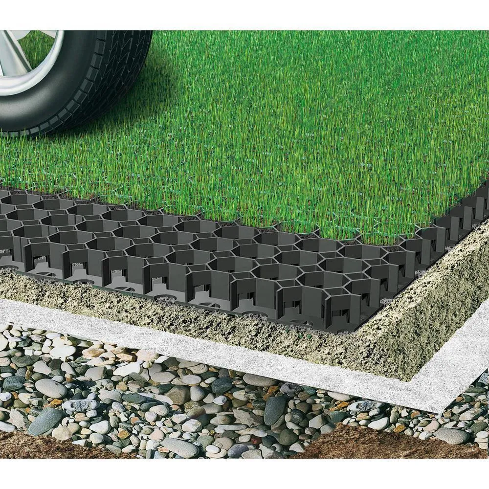 19.7 in. x 19.7 in. x 1.9 in. Black Permeable Plastic Grass Pavers for Parking Lots, Driveways (4 Pieces/11 sq.ft.), photo 2 of 8