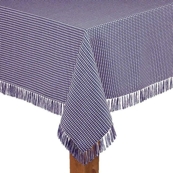 Homespun Fringed 60 in. x 102 in. Red 100% Cotton Tablecloth, photo 3 of 8