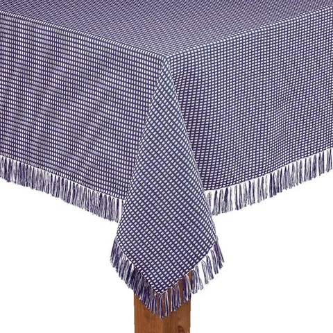 Homespun Fringed 60 × 84 in Marine 100% Cotton Tablecloth