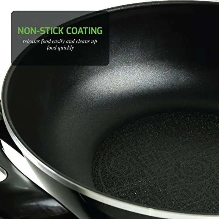 13 In. Black Non-Stick Electric Skillet with Aluminum Body Adjustable Temperature Controller Tempered Glass Cover, photo 5 of 10