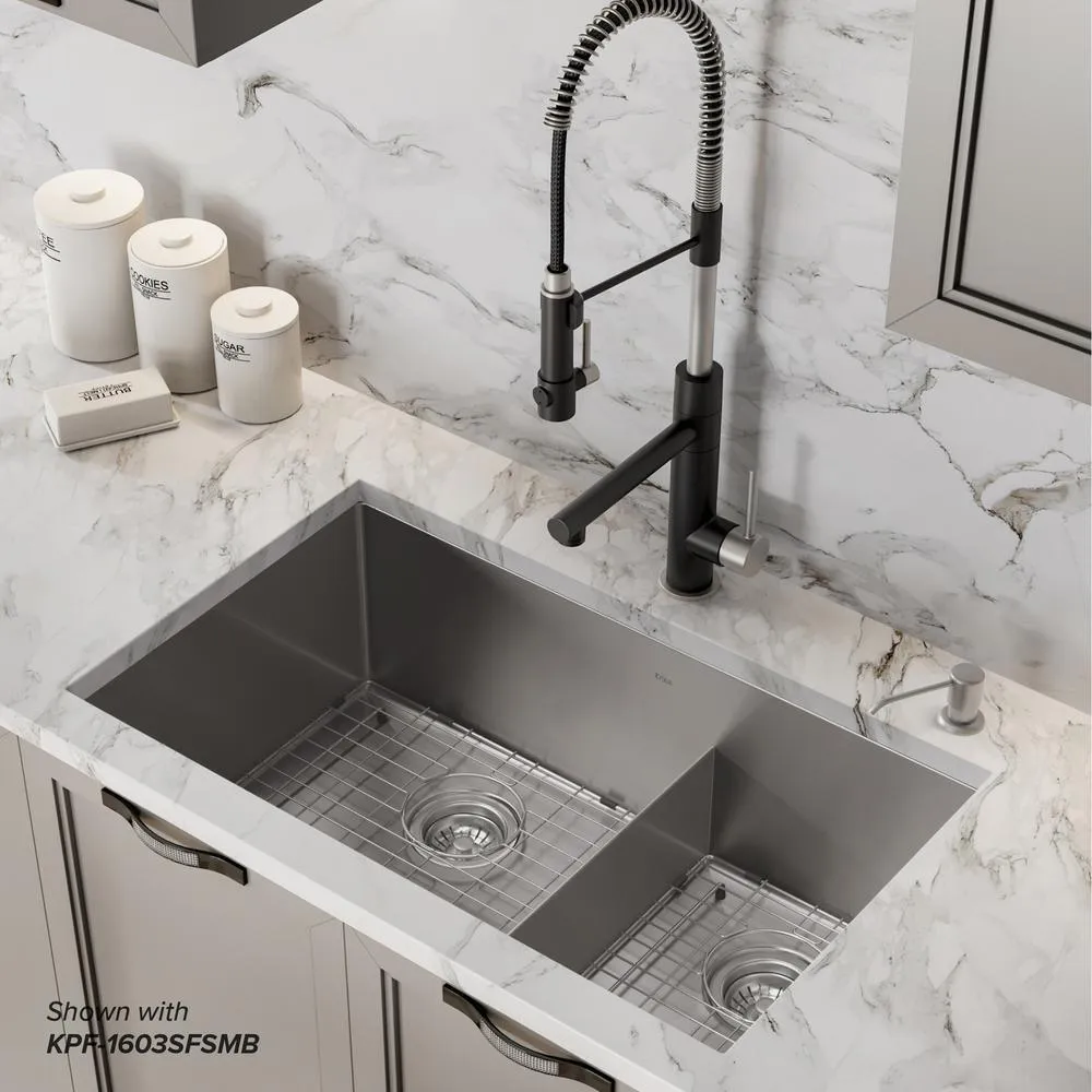Standart PRO Undermount Stainless Steel 16-Gauge 32 in. 60/40 Double Bowl Kitchen Sink, photo 2 of 14