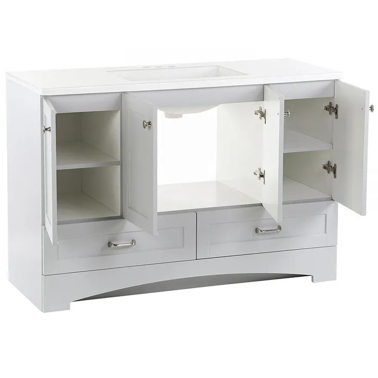 Lancaster 49 in. W x 19 in. D Bath Vanity in Pearl Gray with Cultured Marble Vanity Top in White with White Sink, photo 3 of 8