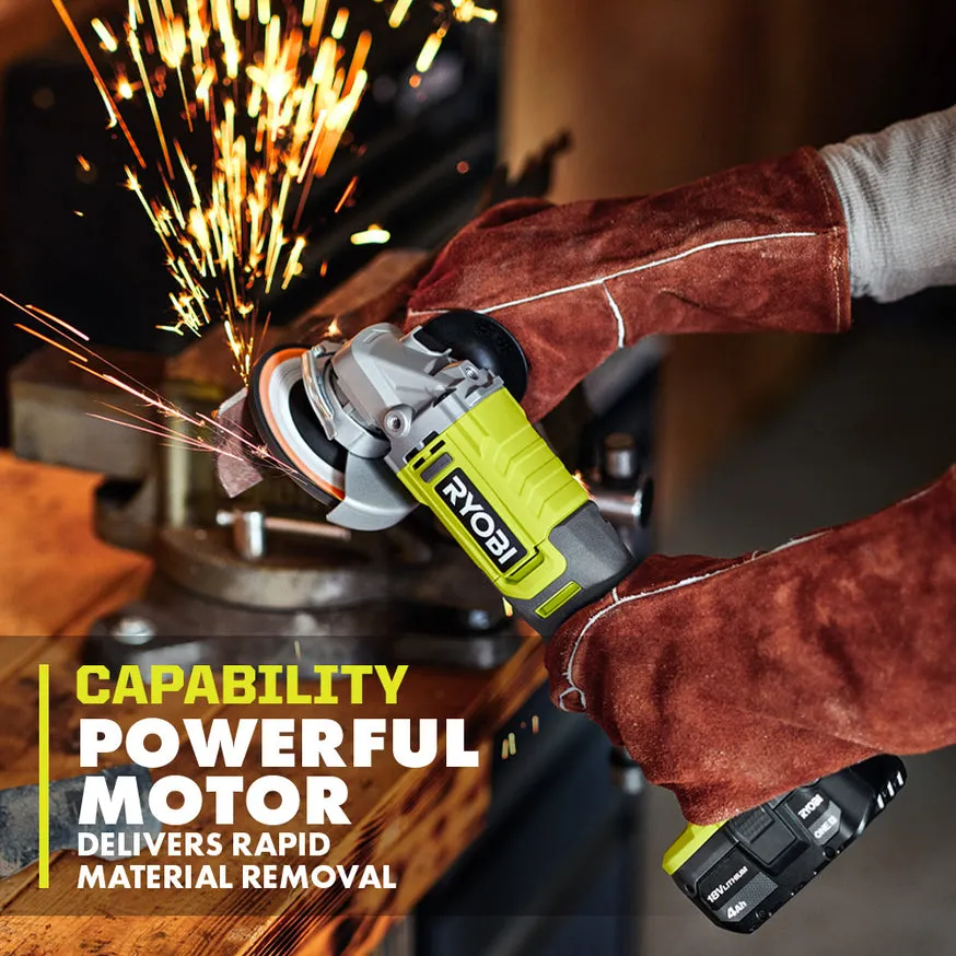 RYOBI 18V ONE+ Cordless 4-1/2 in. Angle Grinder (Tool-Only), photo 2 of 8