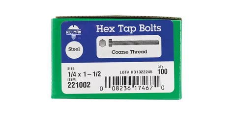 1/4 × 1-1/2 in Zinc-Plated Steel Hex Tap Bolts (100-Pack)