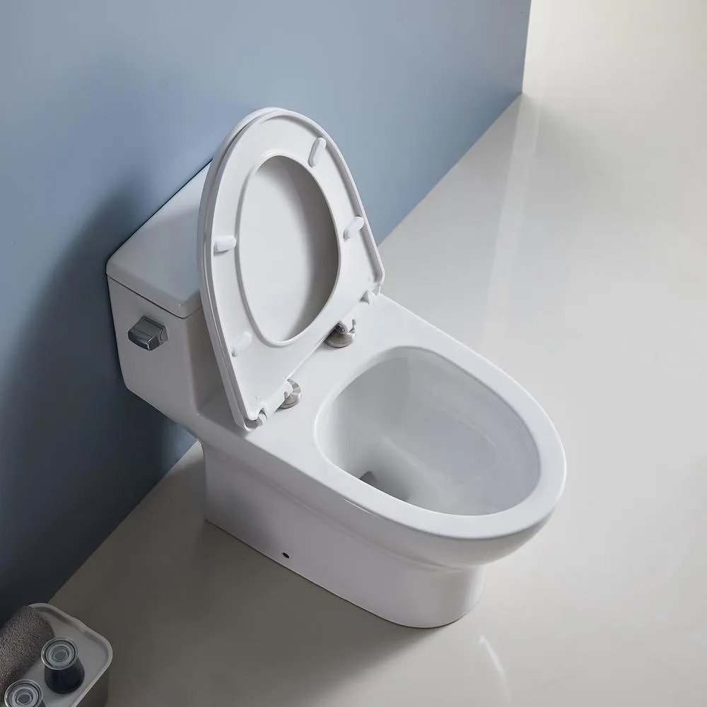 12 in. Rough-In 1-piece 1.28 GPF Single Flush Elongated Siphonic Jet Toilet in White, Seat Included, photo 4 of 8