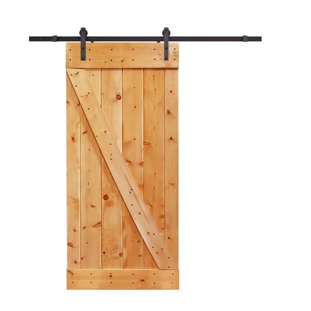 CALHOME 30 in. x 84 in. Z-Bar Wood Sliding Barn Door with Sliding Door Hardware Kit, photo 4 of 12