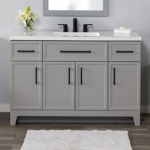 Potter 48-in Gray Single Sink Bathroom Vanity with White Cultured Marble Top