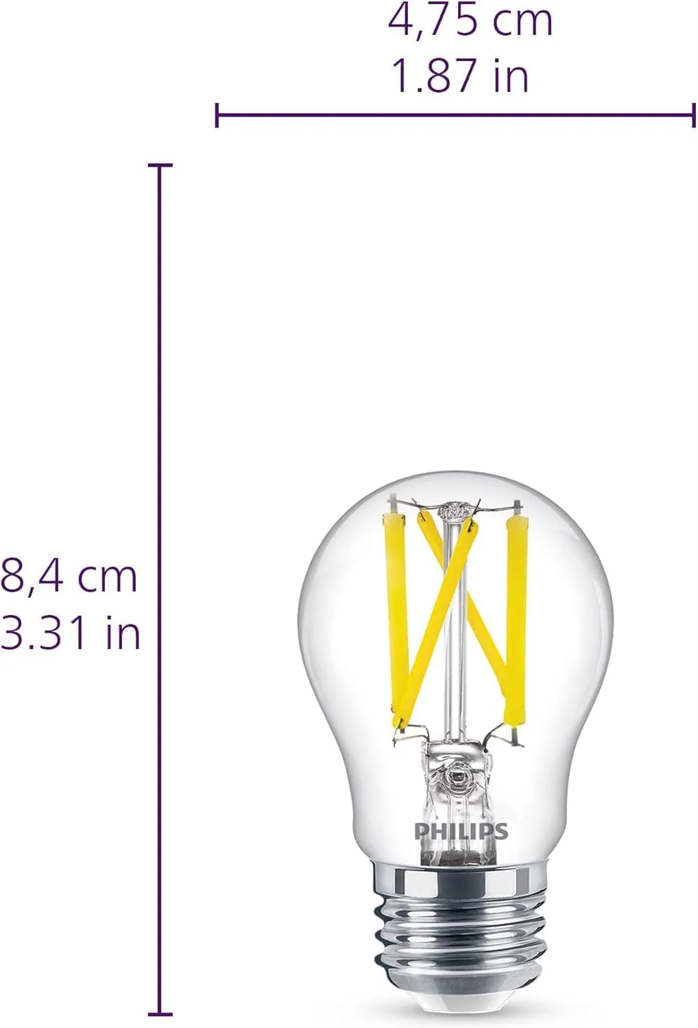 Philips 60-Watt Equivalent A15 Dimmable LED Light Bulb, Soft White, Ultra Definition, E26 Base, 750 Lumens (2-Pack), photo 3 of 8