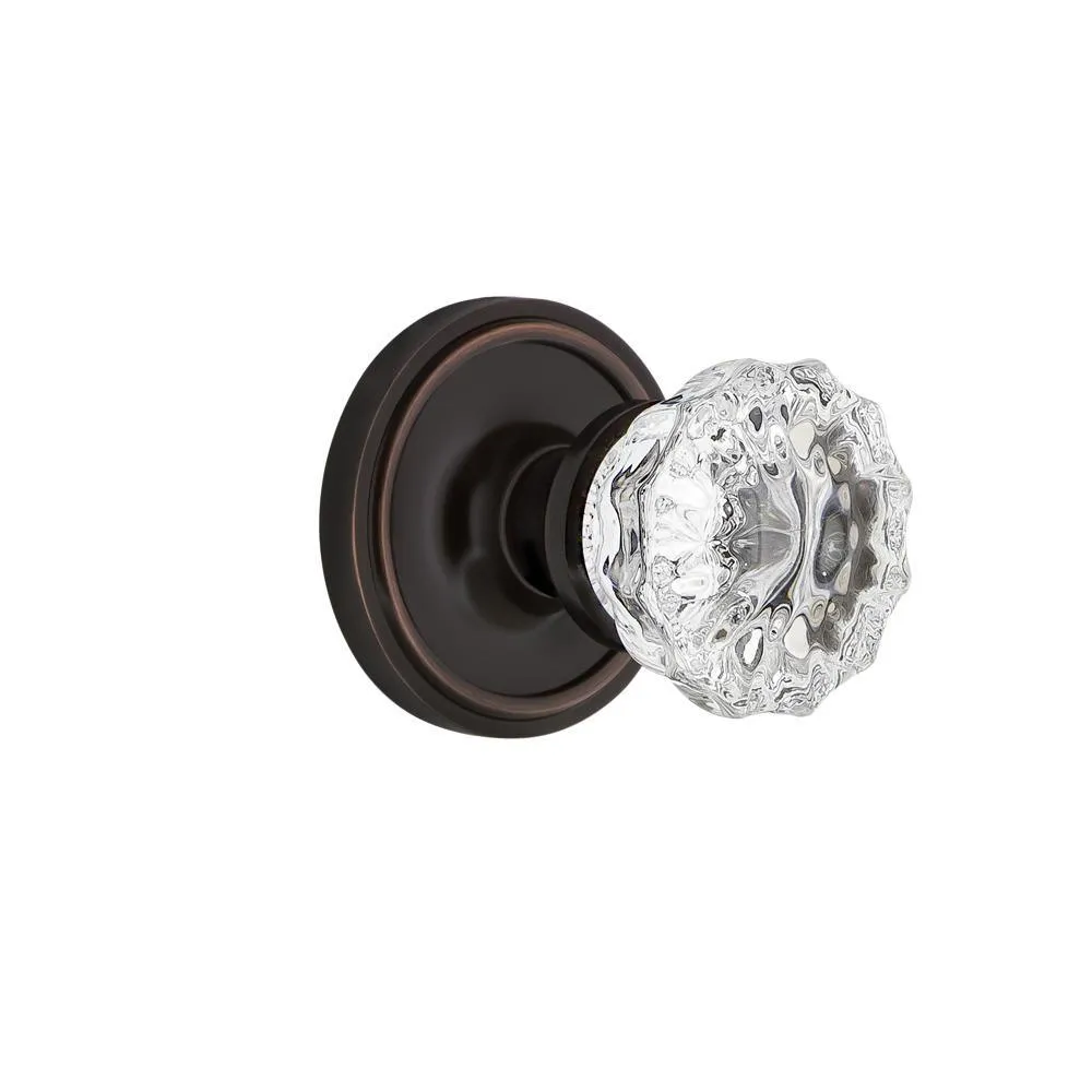 Classic Rosette 2-3/8 in. Backset Satin Nickel Privacy Bed/Bath Crystal Glass Door Knob, photo 14 of 19