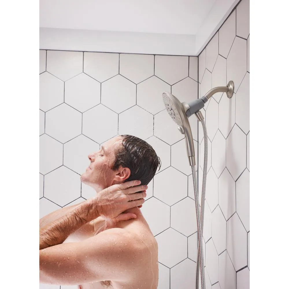 Attract with Magnetix 6-Spray 5.5 in. Single Wall Mount Handheld Adjustable Shower Head in Spot Resist Brushed Nickel, photo 4 of 6
