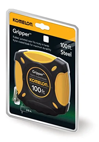 Komelon Gripper 100 ft. x 3/8 in. Closed Case Long Steel Tape Measure, Nylon-Coated Blade, photo 3 of 4
