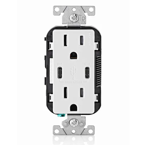 Dual USB-C PD In-Wall Charger Outlet, 30W