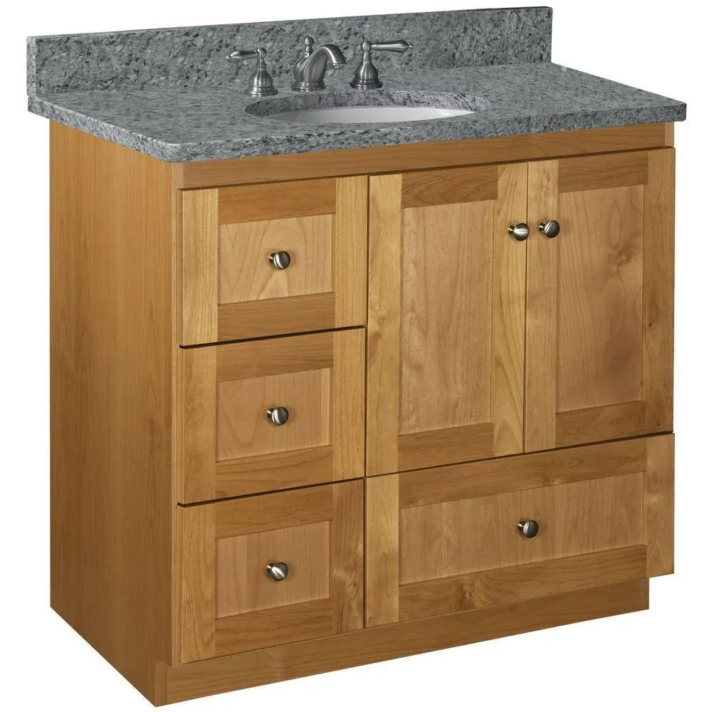 Shaker 30 in. W x 21 in. D x 34.5 in. H Vanity with Left Drawers Cabinet Only in Satin White, photo 11 of 12