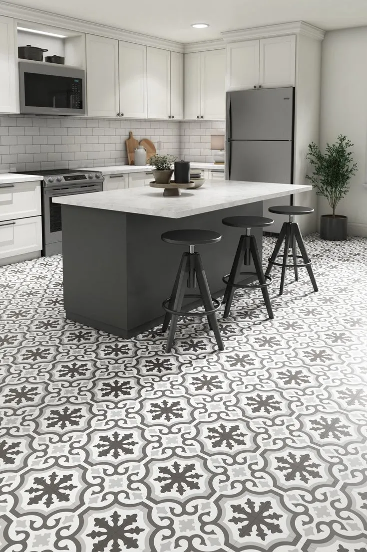 Style Selections Charlotte Deco 3-mil x 12-in W x 12-in L Water Resistant Peel and Stick Luxury Vinyl Tile Flooring, photo 3 of 8