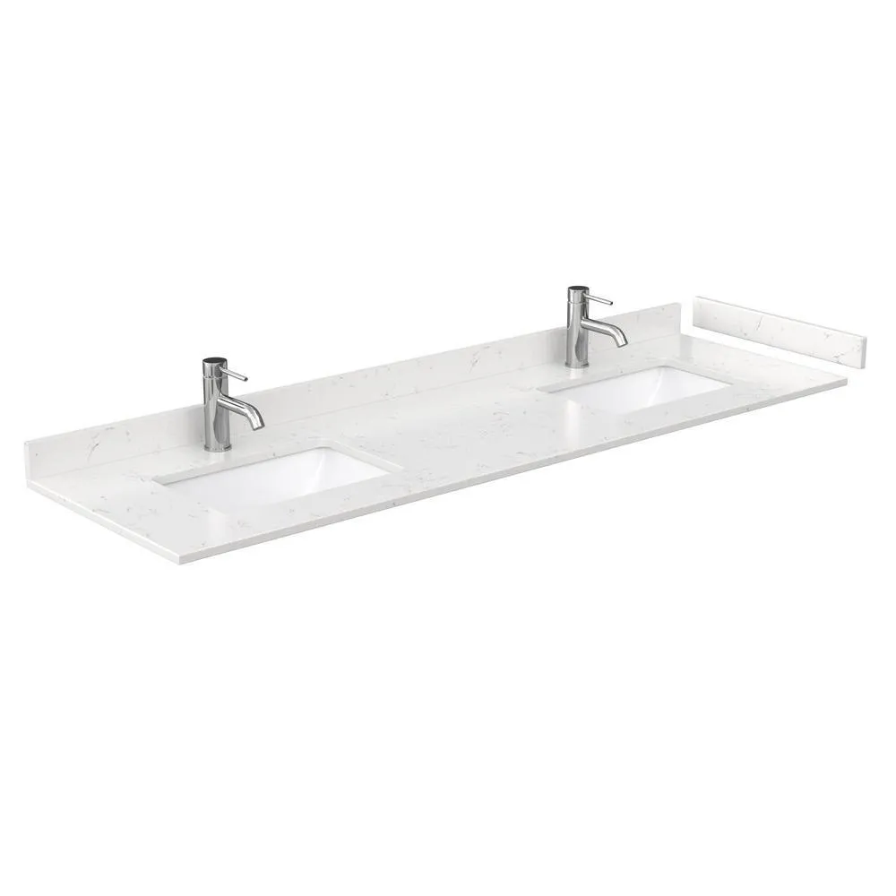 Beckett 72 in. W x 22 in. D Double Bath Vanity in White with Cultured Marble Vanity Top in Carrara with White Basins, photo 3 of 53