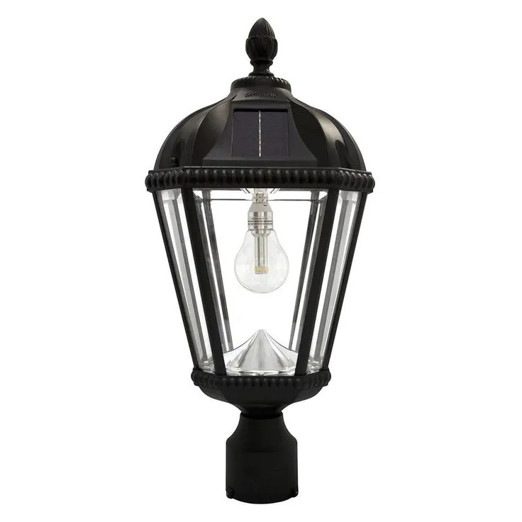 Gama Sonic Royal Bulb Series Single Black Integrated Led Solar Post Light with 3 in. Fitter and GS Solar LED Light Bulb, photo 3 of 3
