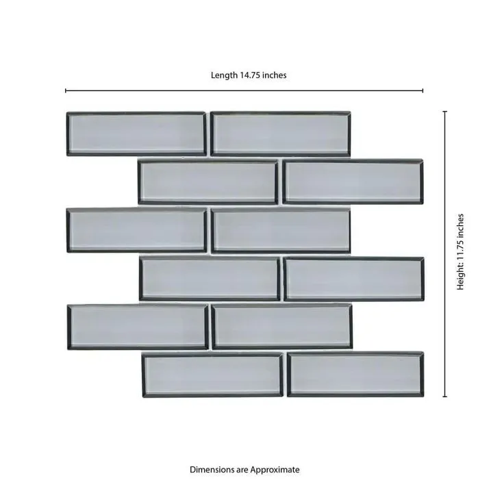 MSI Ice Bevel Subway 11.73 in. x 11.73 in. x 8 mm Glass Blend Mesh-Mounted Mosaic Tile (9.6 sq. ft. /case), photo 6 of 8