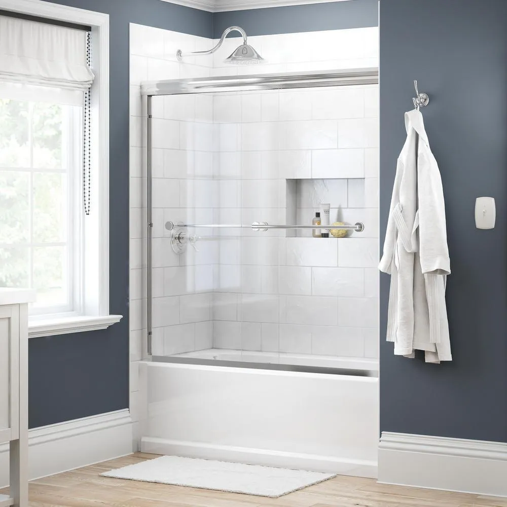 Crestfield 60 in. x 58-1/8 in. Semi-Frameless Traditional Sliding Bathtub Door in Bronze with Transition Glass, photo 38 of 67