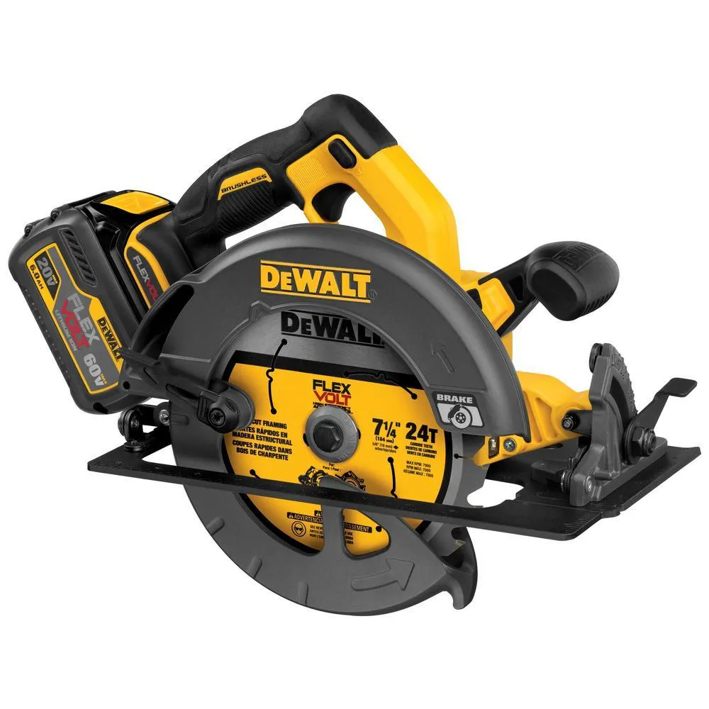 DEWALT FLEXVOLT 60-Volt MAX Lithium-Ion Cordless Brushless 7-1/4 in. Circular Saw with Battery and Bonus 1/2 in. Impact Wrench, photo 10 of 22