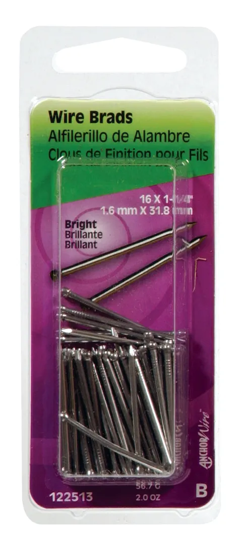 16-Ga Bright Steel Brad Nails, 1-1/4 in, 2 oz