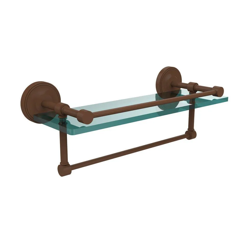 Allied Brass 16 in. L x 5 in. H x 5 in. W Gallery Clear Glass Bathroom Shelf with Towel Bar in Polished Nickel, photo 12 of 14