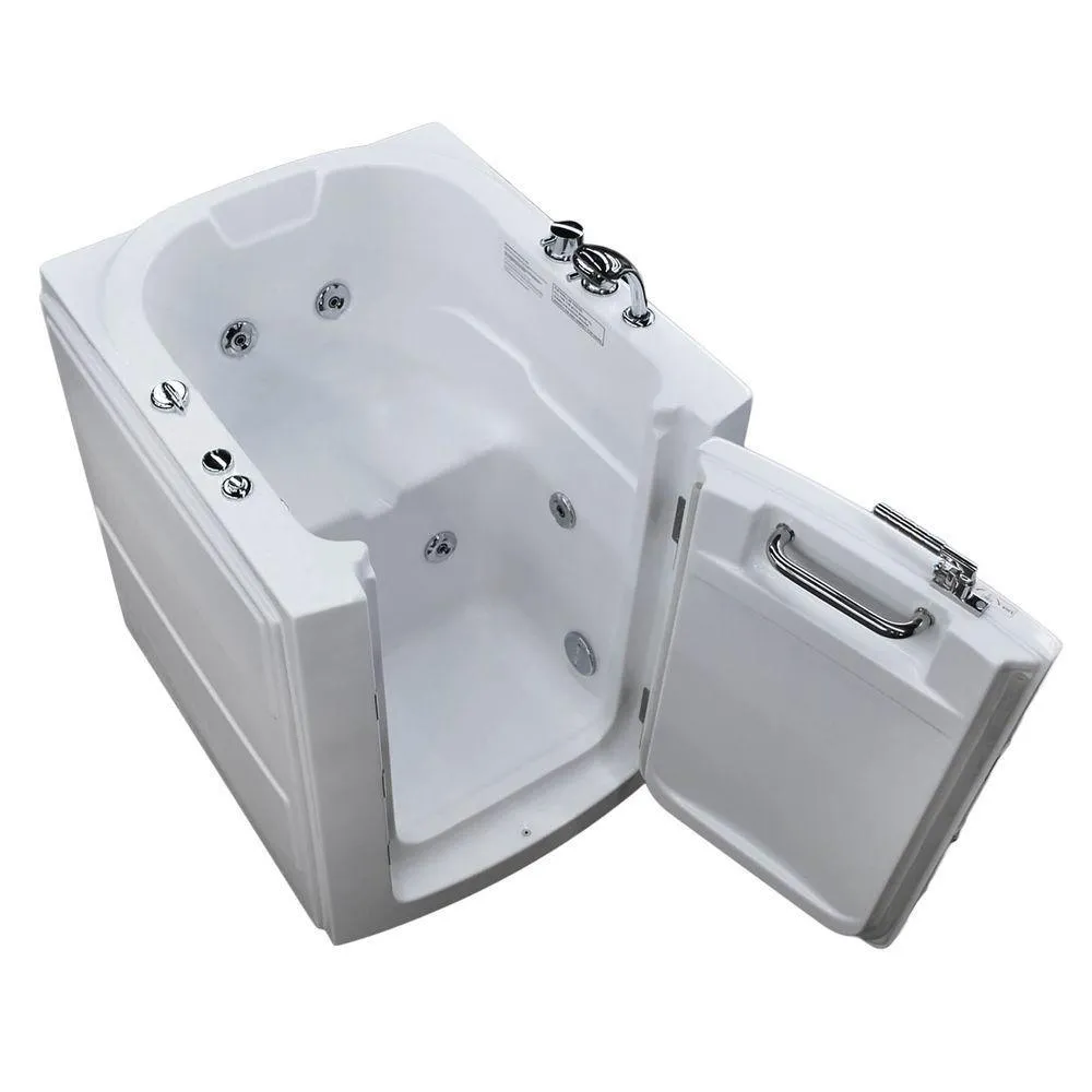 Universal Tubs Nova Heated 4.5 ft. Walk-In Whirlpool Bathtub in Biscuit with Chrome Trim, photo 26 of 52