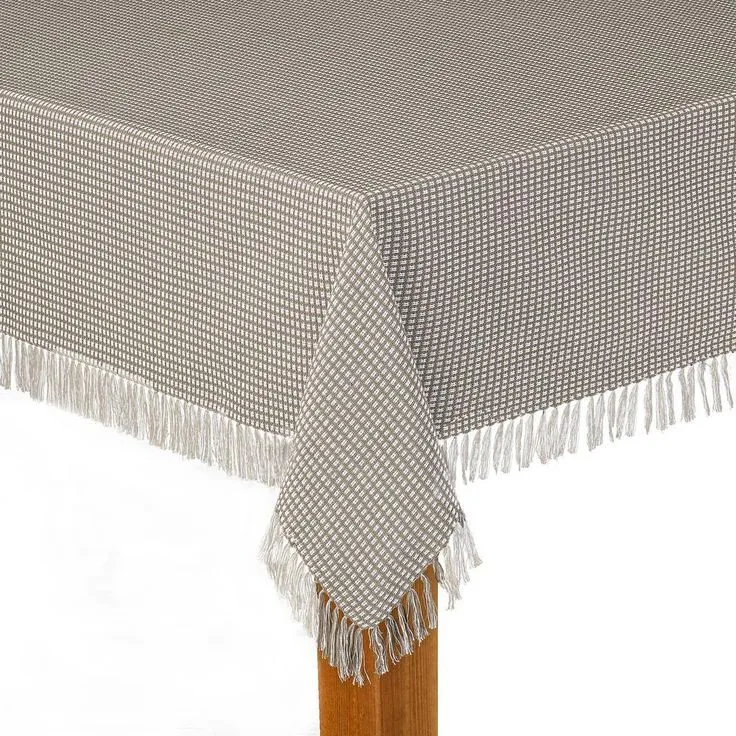 Homespun Fringed 60 in. x 102 in. Red 100% Cotton Tablecloth, photo 4 of 8