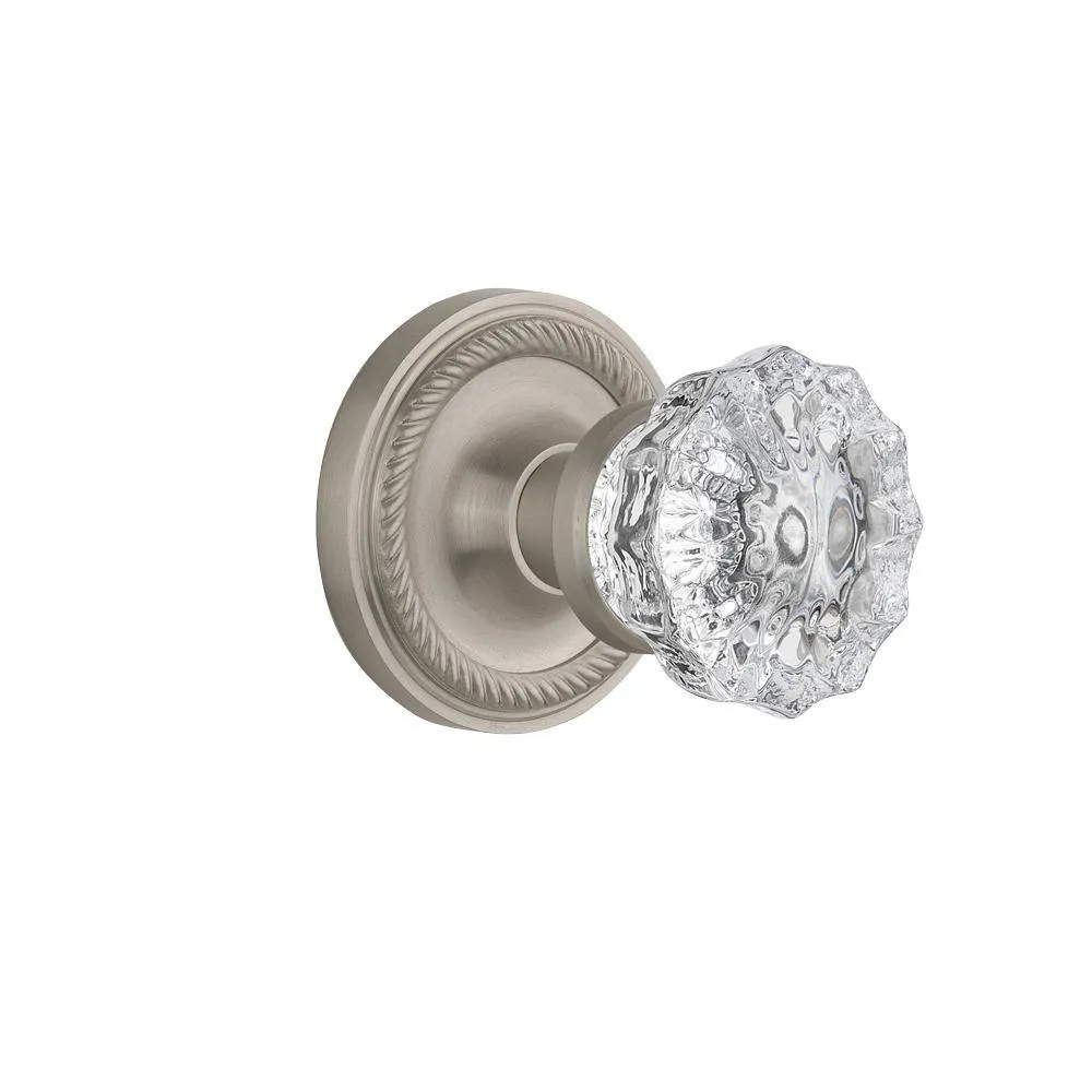 Rope Rosette 2-3/8 in. Backset Antique Brass Privacy Bed/Bath Crystal Glass Door Knob, photo 15 of 19