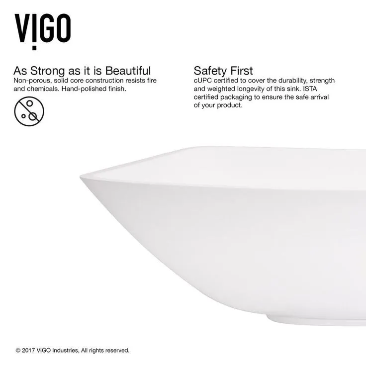 VIGO Hyacinth Handmade Countertop White Matte Stone Square Vessel Bathroom Sink in Matte White, photo 2 of 10