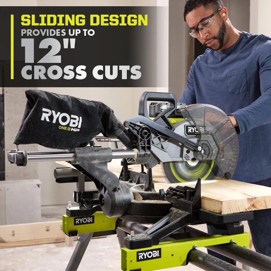 RYOBI 18-Volt ONE+ HP Brushless 10 in. Sliding Dual-Bevel Miter Saw Kit with 2.0 Ah Battery and Charger, photo 2 of 8