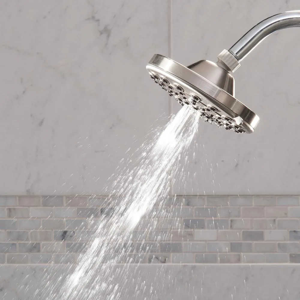 6-Spray 6 in. Single Wall Mount Low Flow Fixed Rain Shower Head in Brushed Nickel, photo 6 of 9