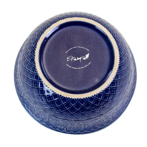 Indigo Lotus 16-Piece Traditional Blue Stoneware Dinnerware Set