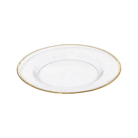 Metallic Gold Rim Glass Clear Dinner Plate (Set of 4)