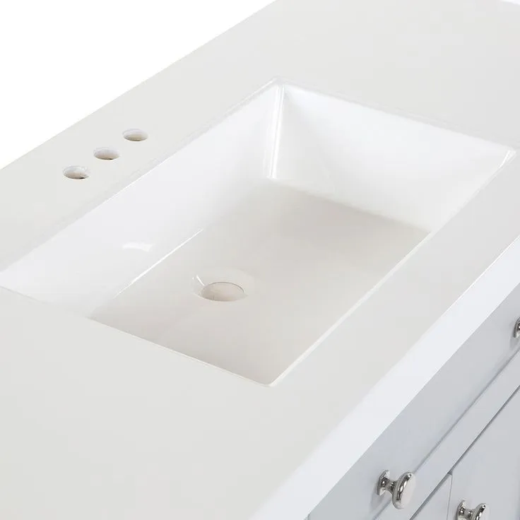 Everdean 48.5 in. W x 18.75 in. D Vanity in Pearl Gray with Cultured Marble Vanity Top in White with White Sink, photo 9 of 11