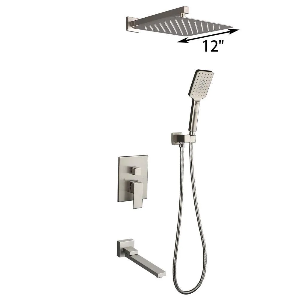 3-Spray with 2.5 GPM 12 in. 3 Functions Tub Wall Mount Dual Shower Heads in Spot in Polished Chrome (Valve Included), photo 5 of 8