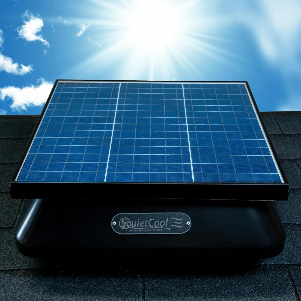 QuietCool 40-Watt Hybrid Solar/Electric Powered Roof Mount Attic Fan with Included Inverter, photo 2 of 10