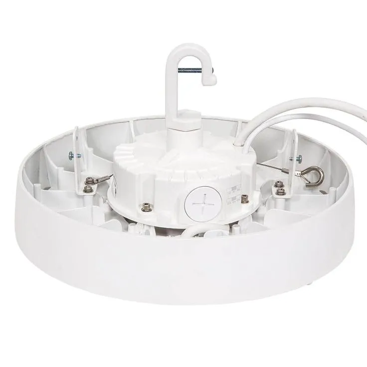 Commercial Electric 11 in.  Adjustable CCT Multiple Lumens 100-Watt Round Integrated LED High Bay Light 120-277V Mounting Options, photo 5 of 10