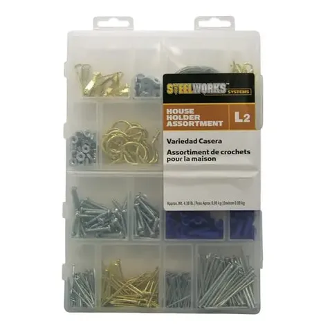 STEELWORKS L2 Brass-Plated Assorted House Holder Kit, 50 lb, 1 Pack