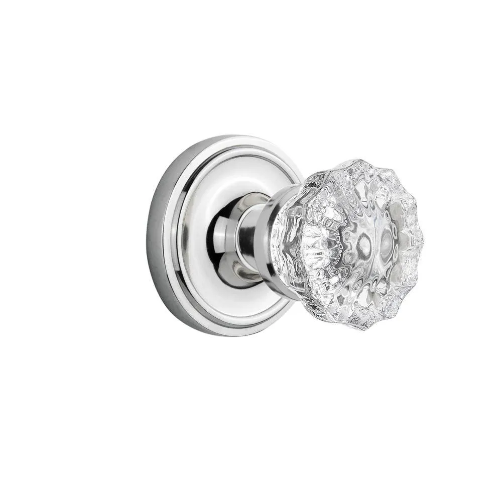 Classic Rosette 2-3/8 in. Backset Satin Nickel Privacy Bed/Bath Crystal Glass Door Knob, photo 13 of 19