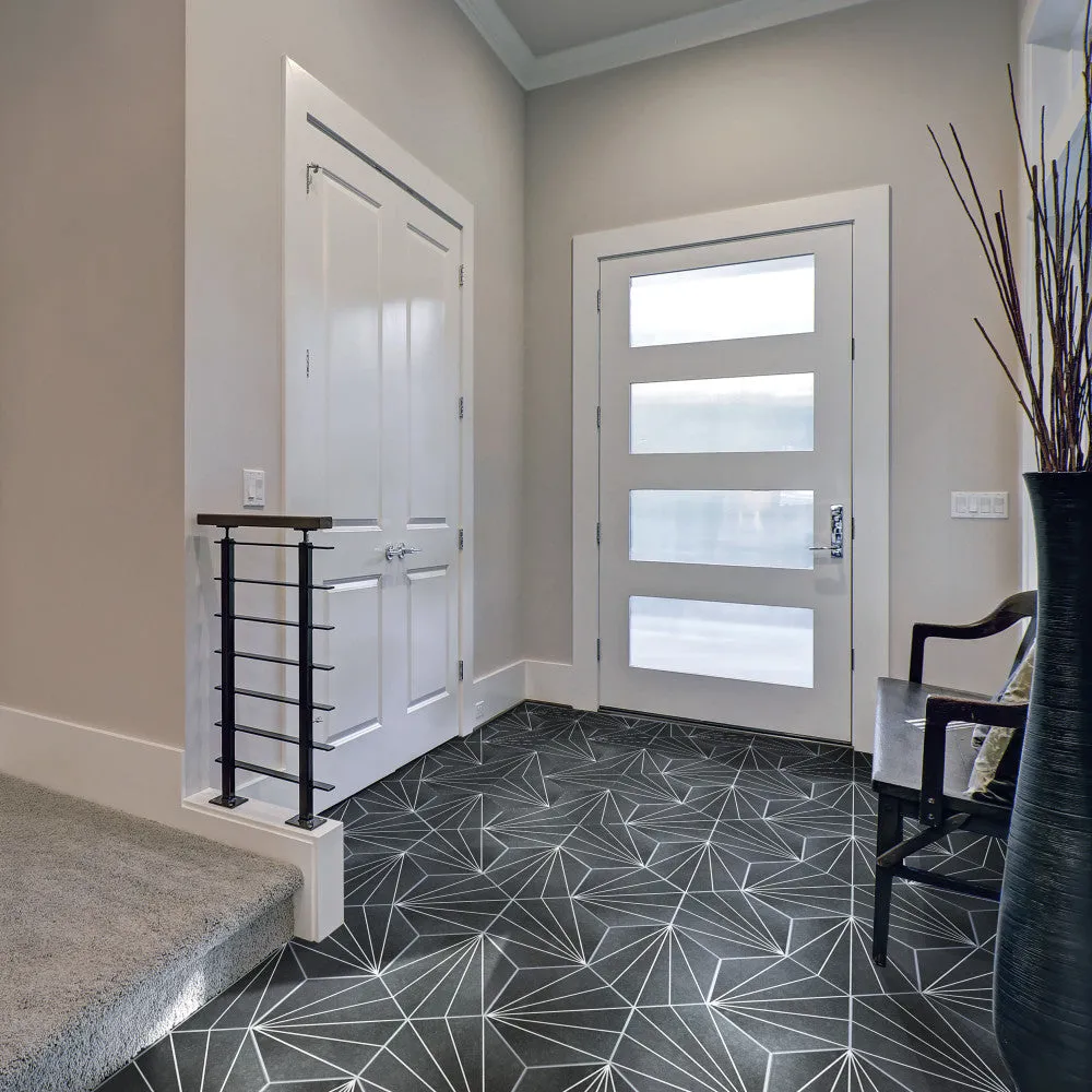 Merola Tile Aster Hex Nero Encaustic 8-5/8 in. x 9-7/8 in. Porcelain Floor and Wall Tile (11.56 sq. ft. / case), photo 4 of 8