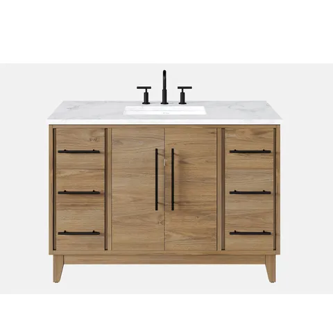 Graham 48-in Oak Single-Sink Bathroom Vanity with Arabescato Top