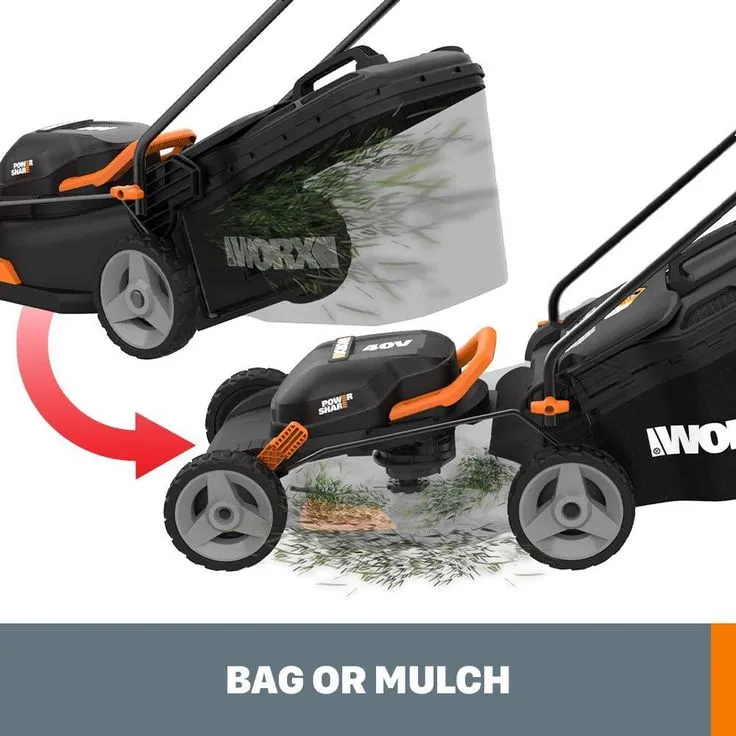 Worx POWER SHARE 40-Volt 17 in. Cordless Battery Walk Behind Mower with Mulching & Intellicut, (Battery & Charger Included), photo 5 of 6
