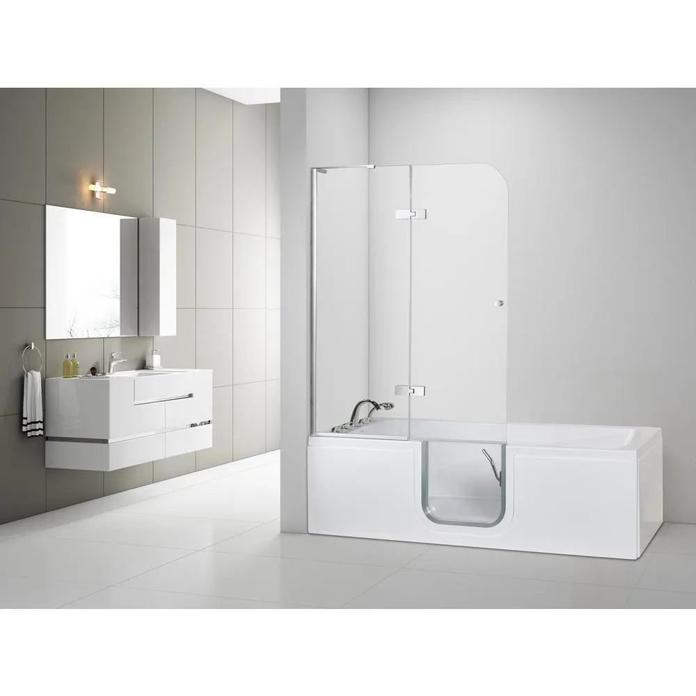 Ella Laydown 72 in. Walk-In Whirlpool Bathtub, White, LH Hinged Middle Glass Door with Screen, 5-Piece Fast-Fill Faucet, Left-Hand Drain, photo 12 of 17