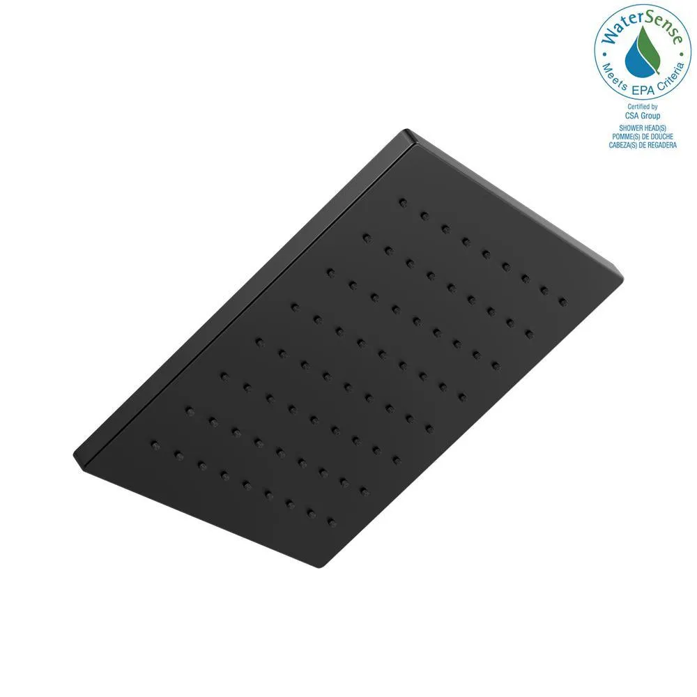1-Spray 11.8 in. Single Wall Mount Square Fixed Rain Shower Head in Matte Black, photo 4 of 10