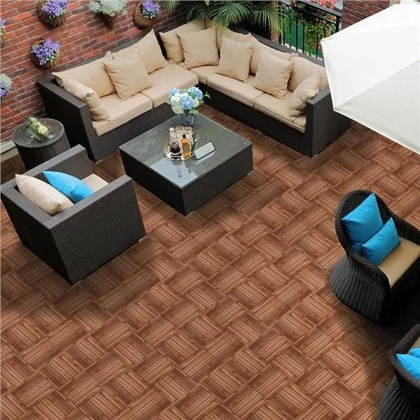 SmileMart 27pcs Patio Pavers Wood Flooring Tiles,Interlocking Wood Tiles Indoor & Outdoor,12 x 12", photo 5 of 9