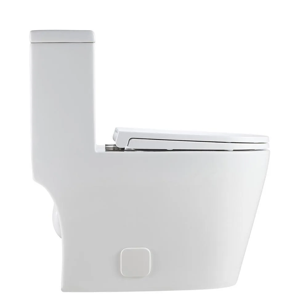 New Style Double Flush 1 Piece 0.8 / 1.28 GPF White Double Pumping Elongated Toilet With Chair, photo 3 of 8