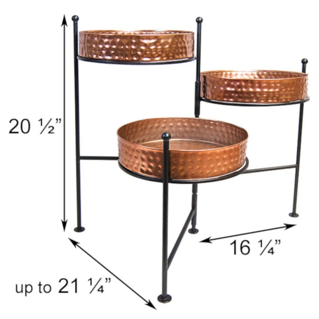 Panacea 20.5 in. H X 21.25 in. W X 16.25 in. D Metal 3 Tiered Planter with Stand Copper, photo 2 of 2